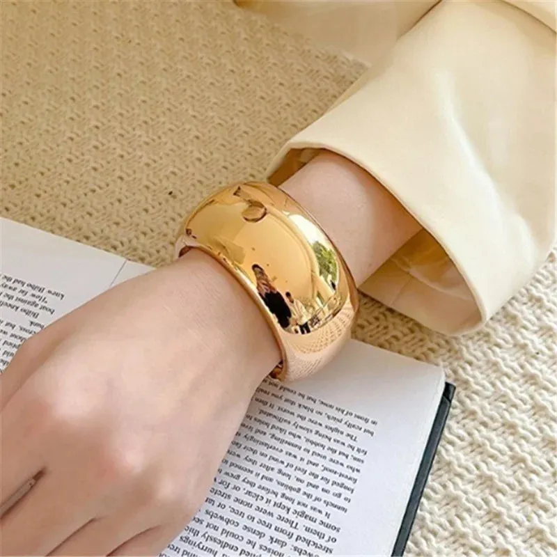 Vintage Geometric Wide Stripe Metal Open Bracelet