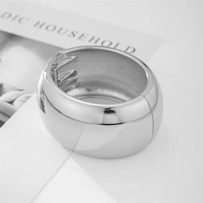 Vintage Geometric Wide Stripe Metal Open Bracelet