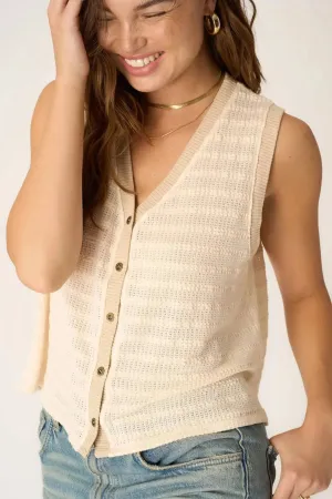 Viva Button Front Sweater Tank by Project Social T | Chalk