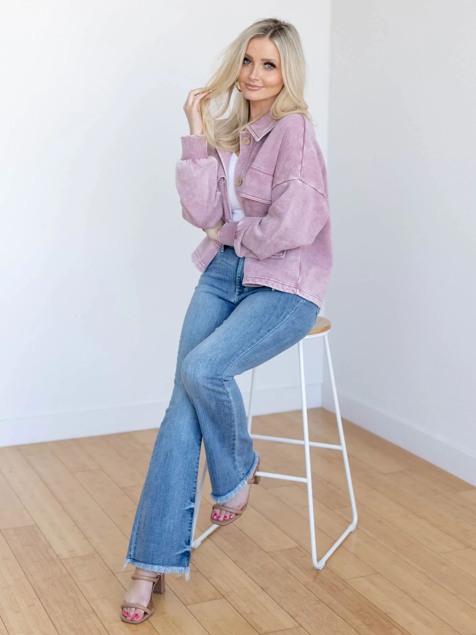 Washed Fleece Cropped Shacket