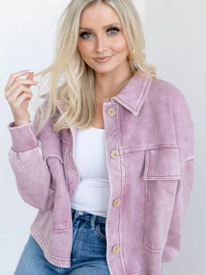 Washed Fleece Cropped Shacket