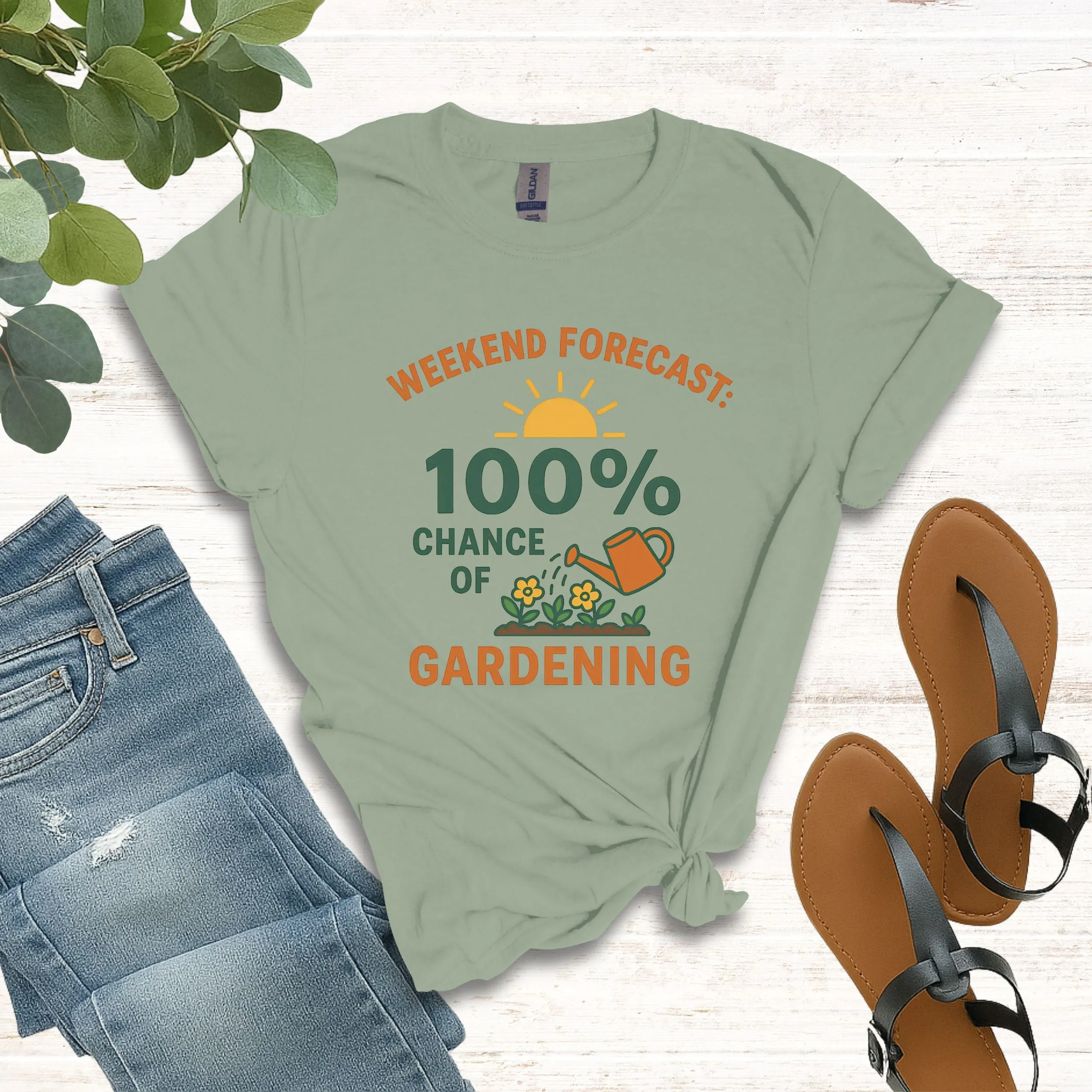 Weekend Forecast 100% Chance of Gardening T-Shirt