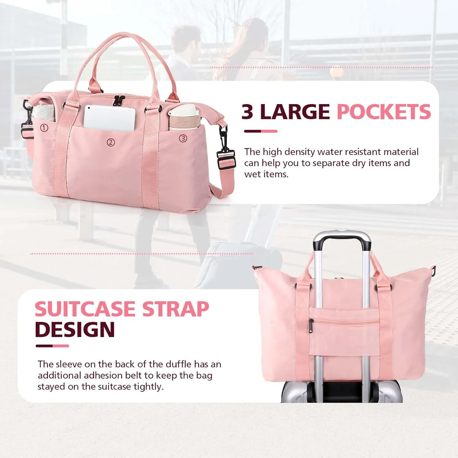 Weekend Travel Bag with Trolley Sleeve, Sport Gym Bag , Mum Bag for Labor and Delivery