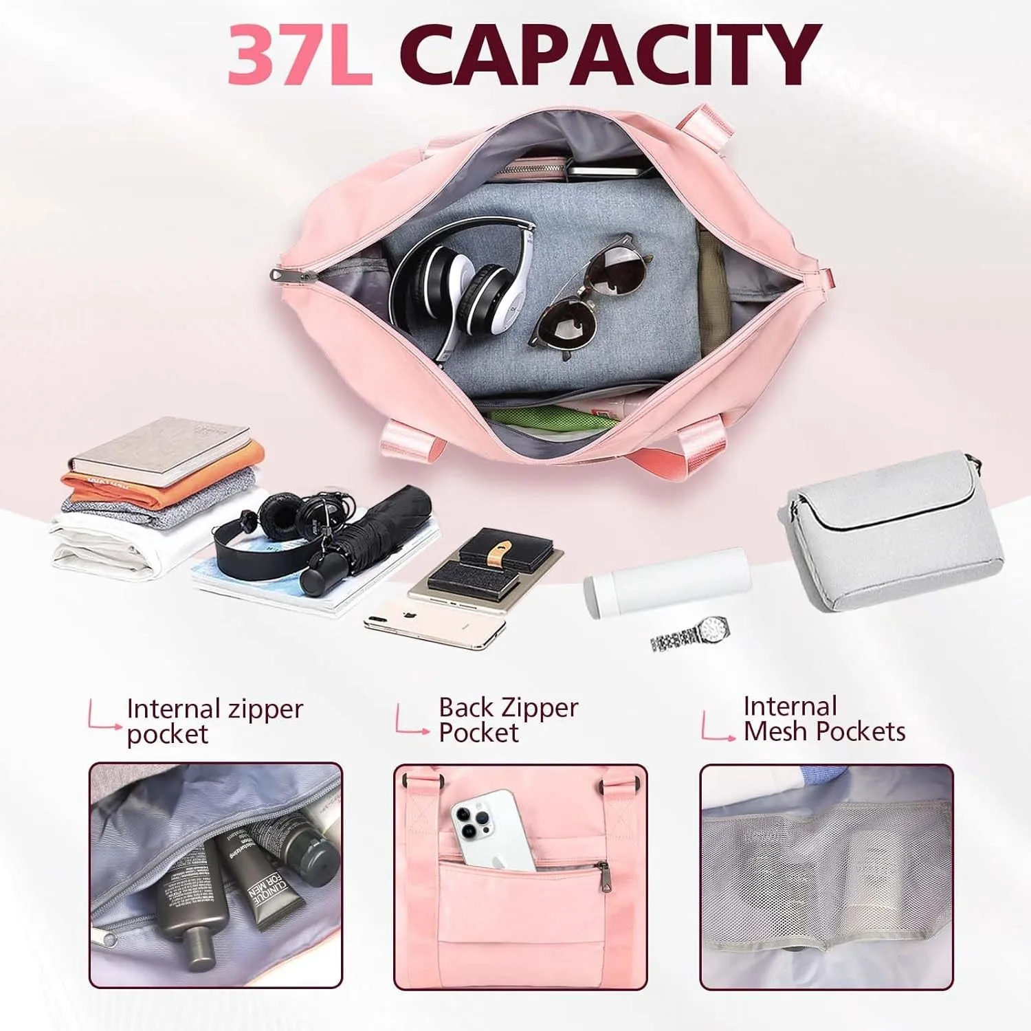 Weekend Travel Bag with Trolley Sleeve, Sport Gym Bag , Mum Bag for Labor and Delivery