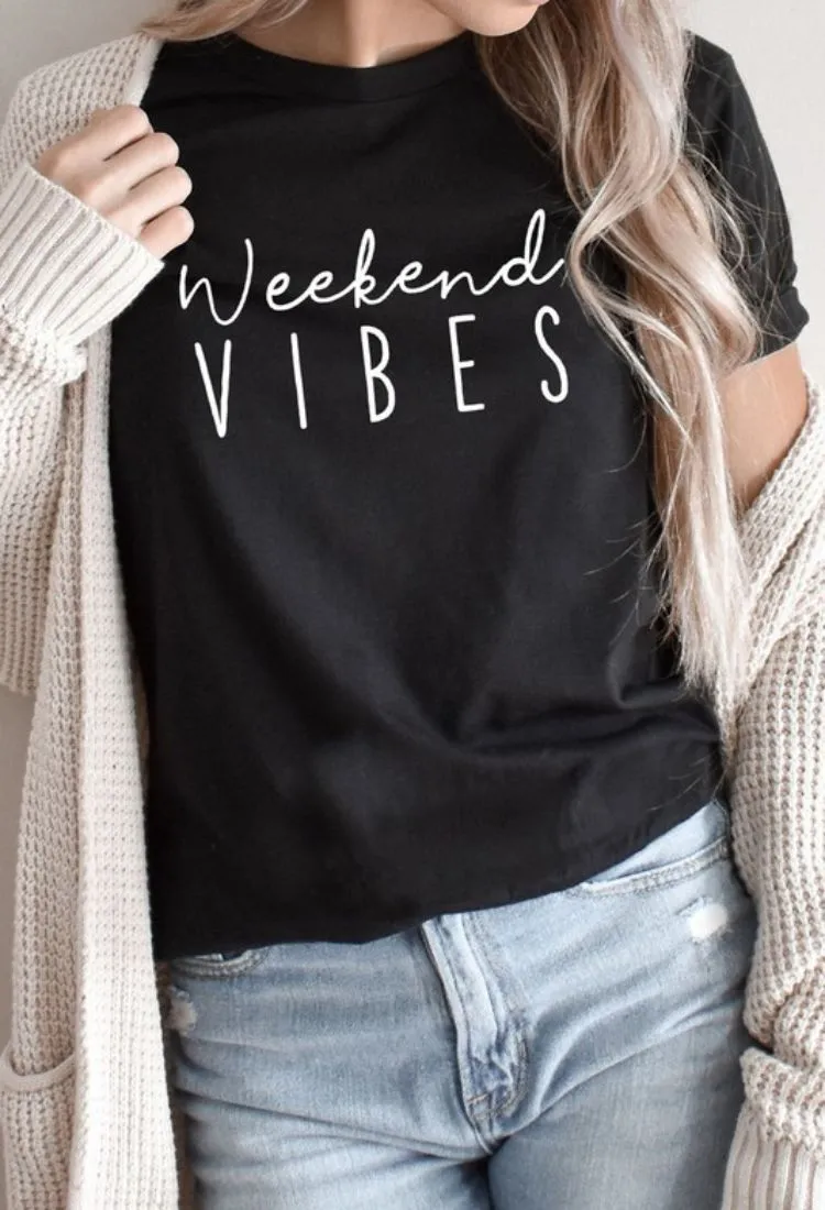 Weekend Vibes Graphic Tee in Black