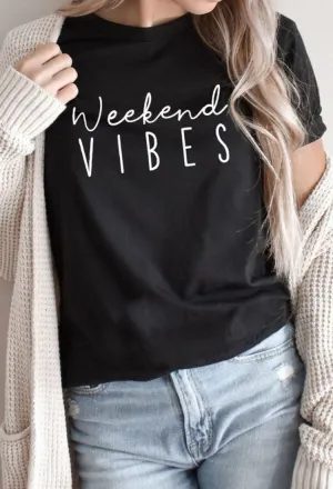 Weekend Vibes Graphic Tee in Black