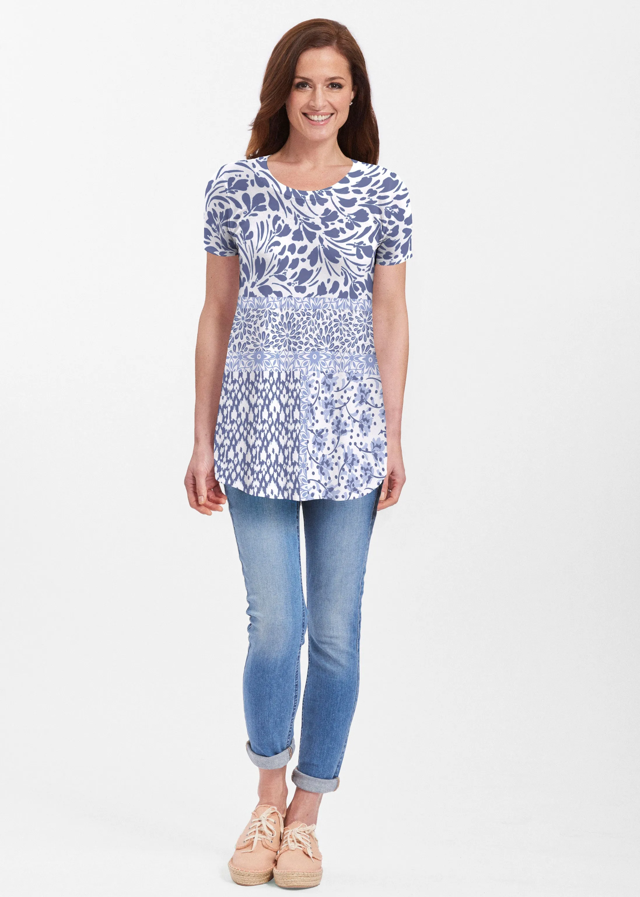 Whimsical Blue (13560) ~ Short Sleeve Butterknit tunic