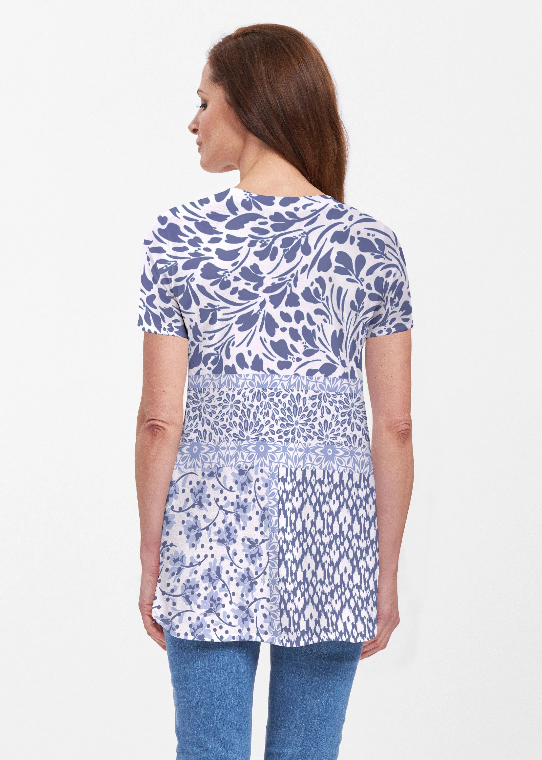 Whimsical Blue (13560) ~ Short Sleeve Butterknit tunic