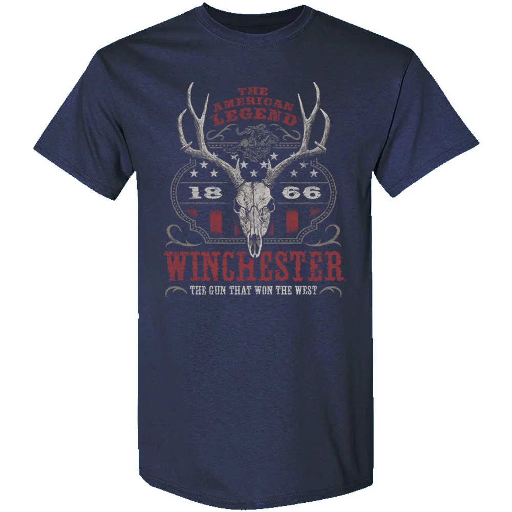 Winchester Classic - Western Flag Deer Skull - Short Sleeve T-Shirt