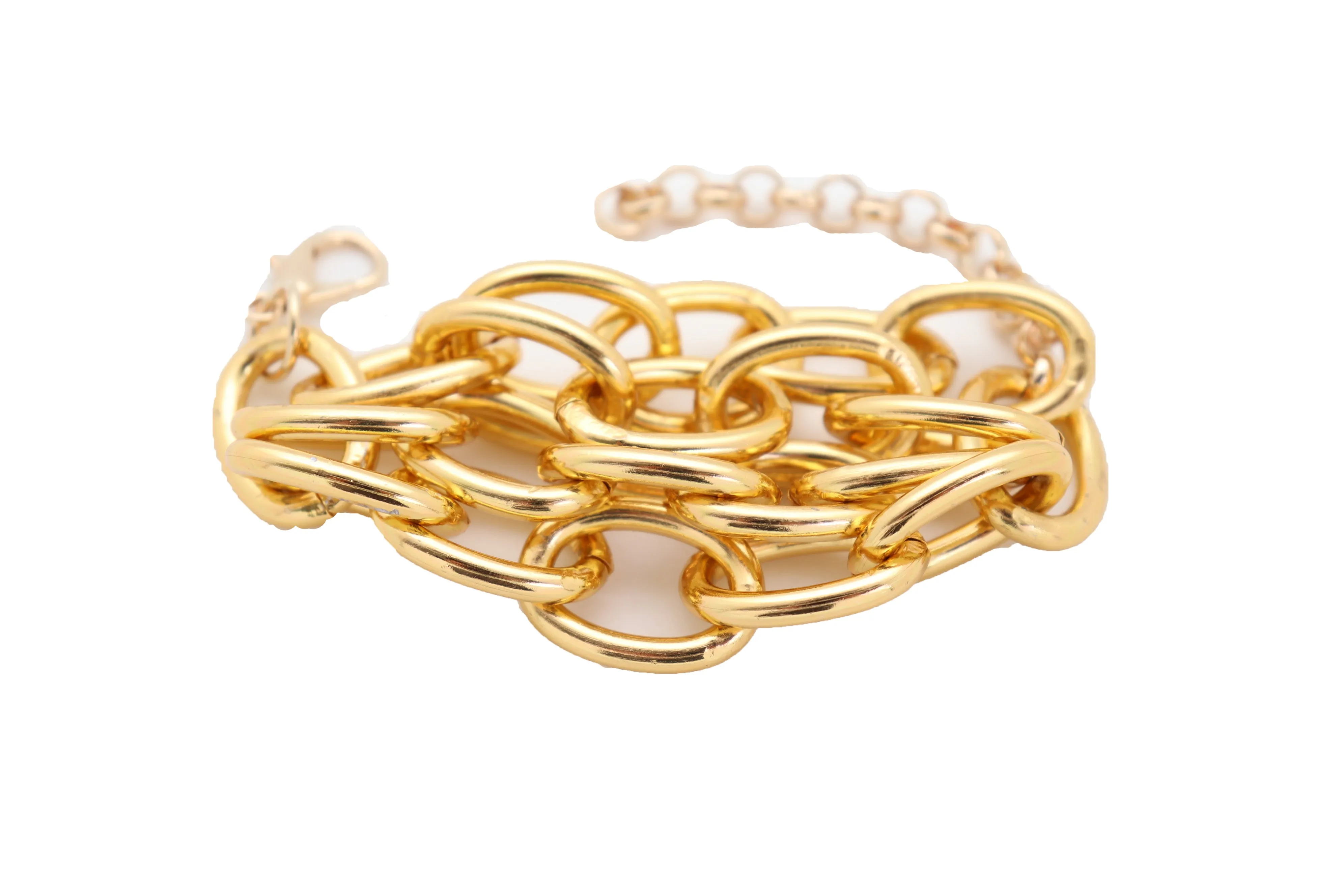 Women Gold Metal Chain Links Multi Strands Wrist Bracelet Bling Adjustable Size Band