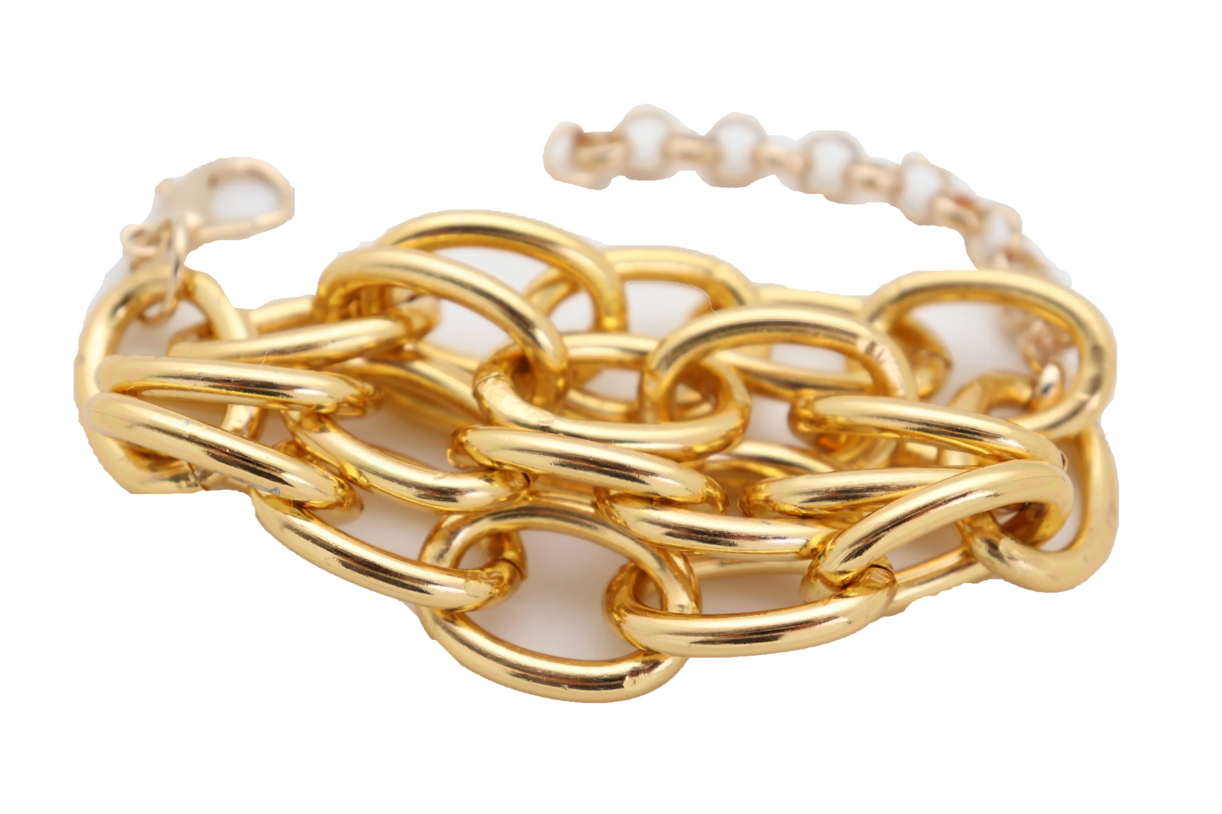 Women Gold Metal Chain Links Multi Strands Wrist Bracelet Bling Adjustable Size Band