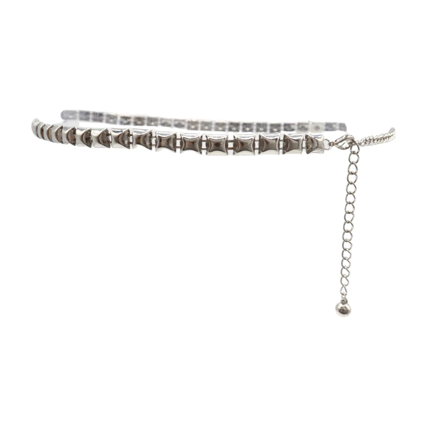 Women Silver Metal Chain Belt Square Charm S M L