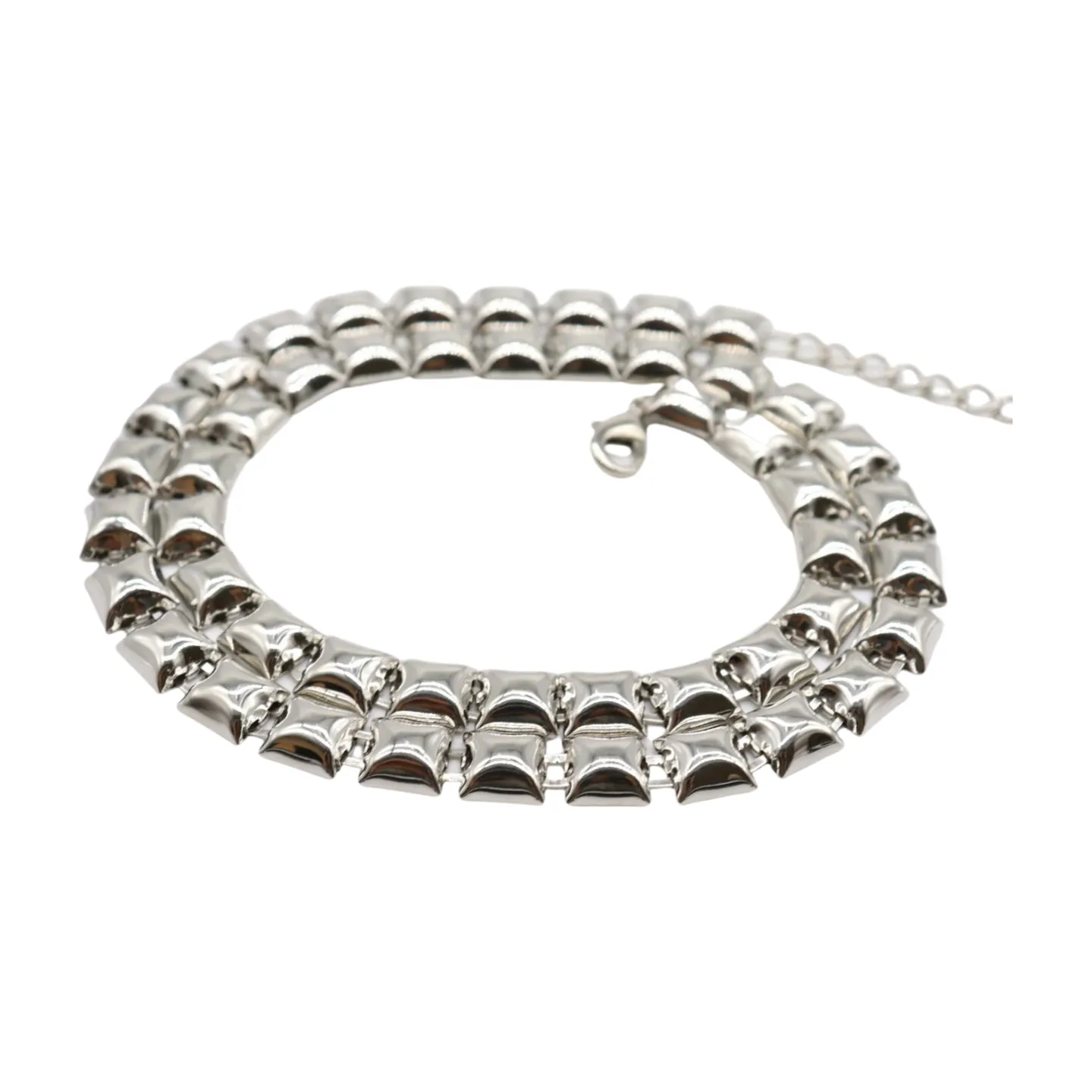 Women Silver Metal Chain Belt Square Charm S M L