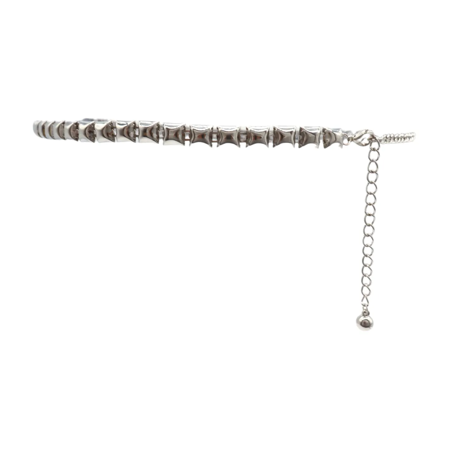 Women Silver Metal Chain Belt Square Charm S M L