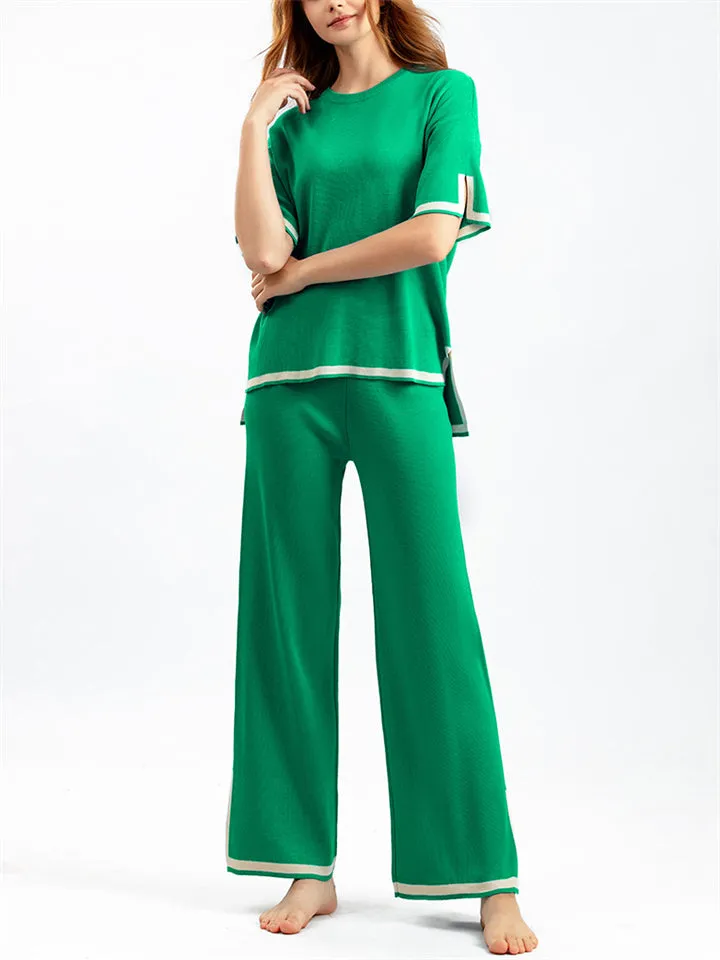Women's Comfortable Temperament Knitted 2-piece Loungewear Sets
