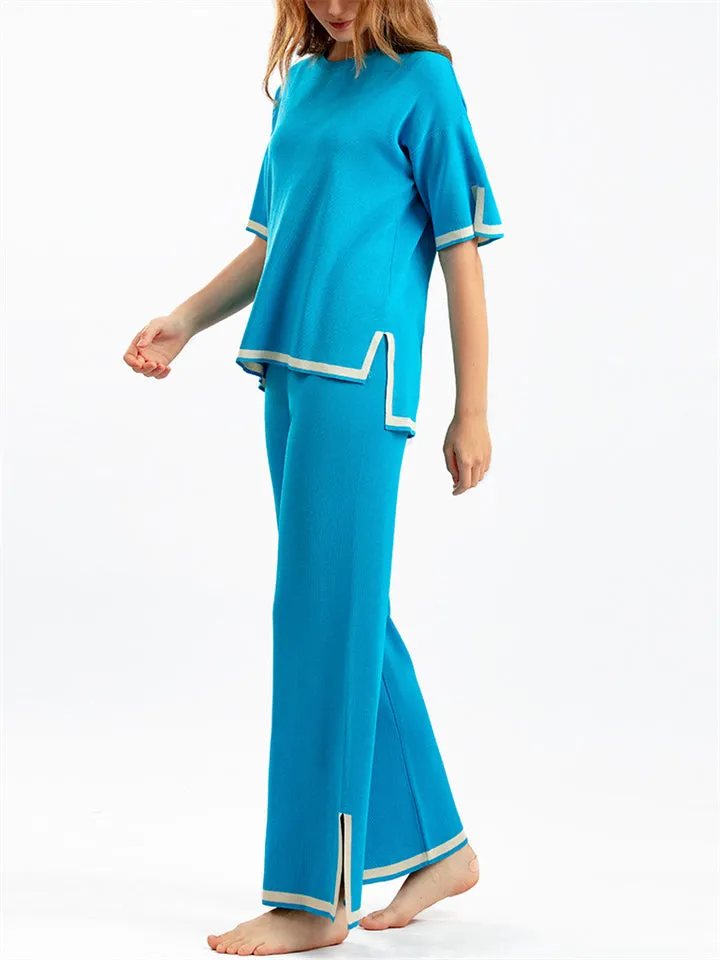 Women's Comfortable Temperament Knitted 2-piece Loungewear Sets