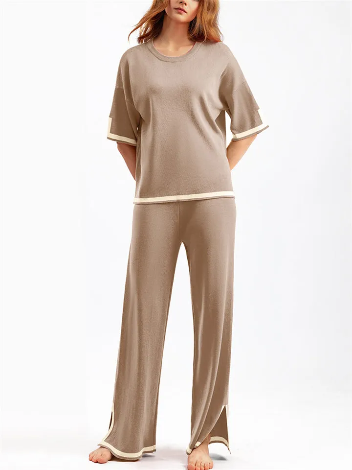 Women's Comfortable Temperament Knitted 2-piece Loungewear Sets