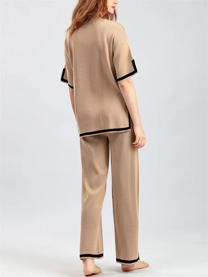 Women's Comfortable Temperament Knitted 2-piece Loungewear Sets