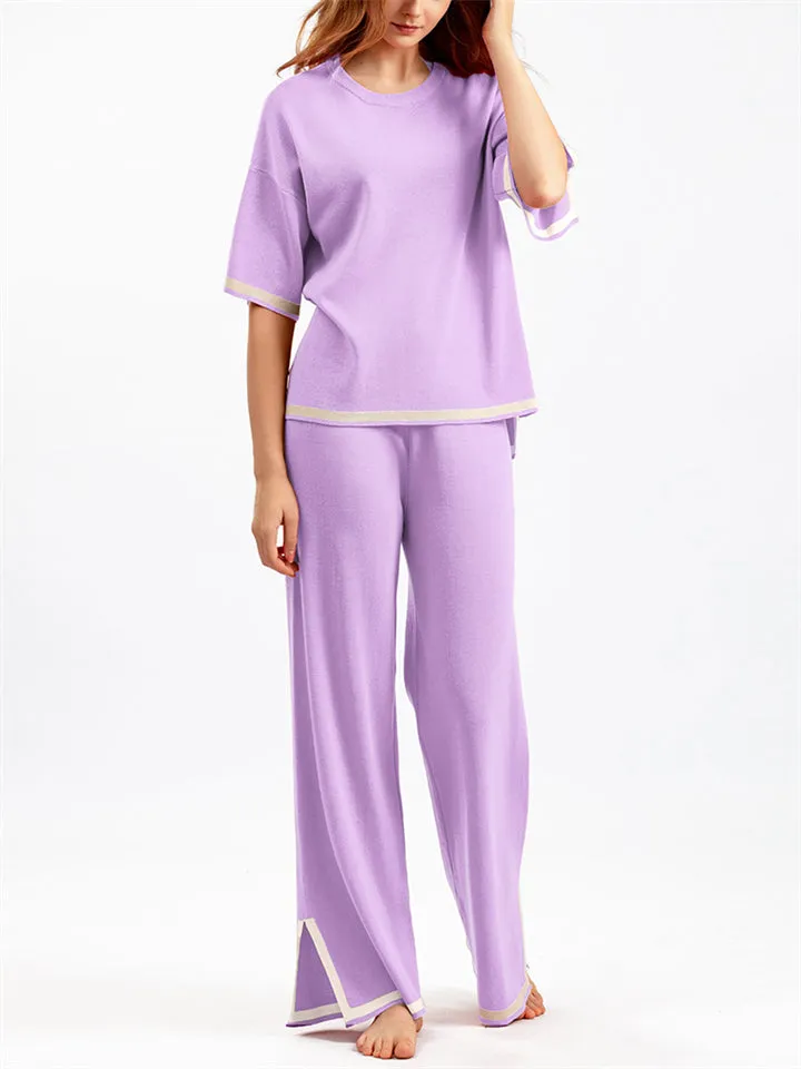 Women's Comfortable Temperament Knitted 2-piece Loungewear Sets