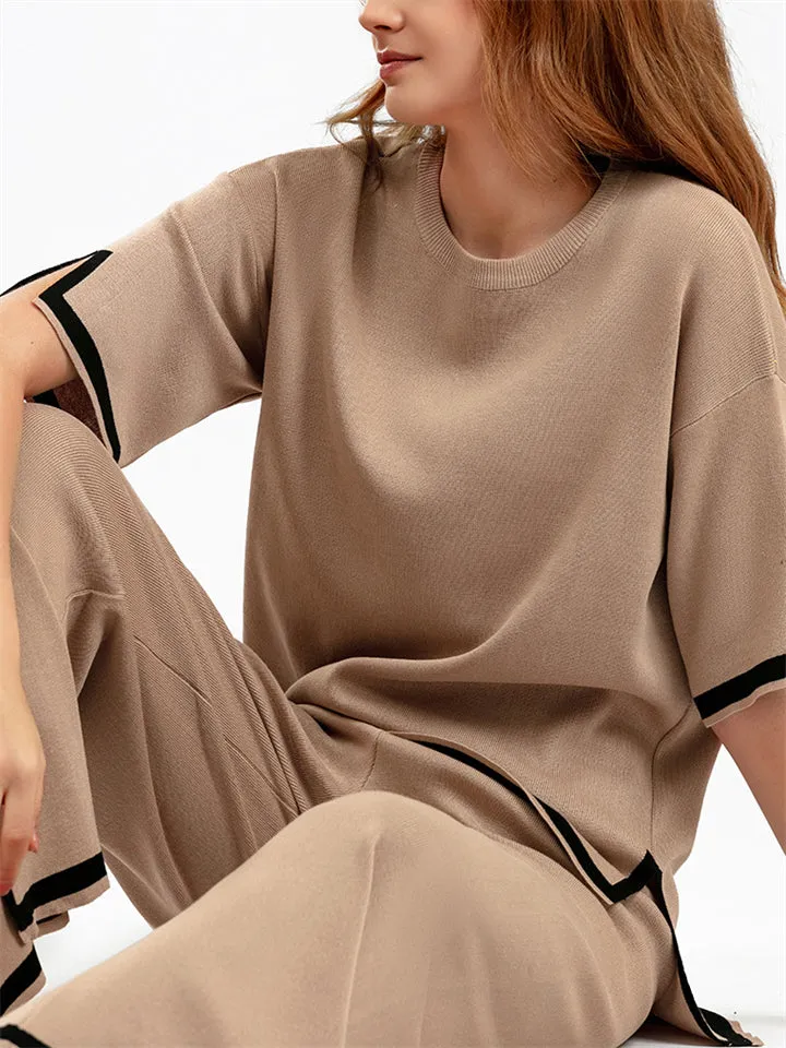 Women's Comfortable Temperament Knitted 2-piece Loungewear Sets