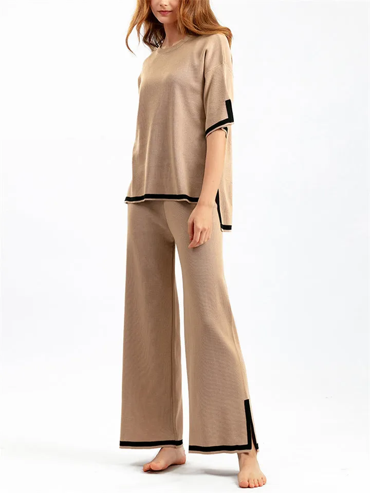 Women's Comfortable Temperament Knitted 2-piece Loungewear Sets