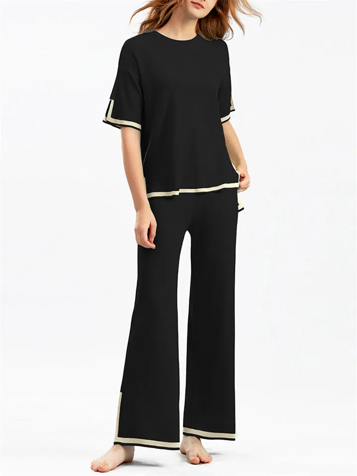 Women's Comfortable Temperament Knitted 2-piece Loungewear Sets