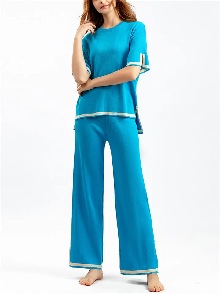 Women's Comfortable Temperament Knitted 2-piece Loungewear Sets