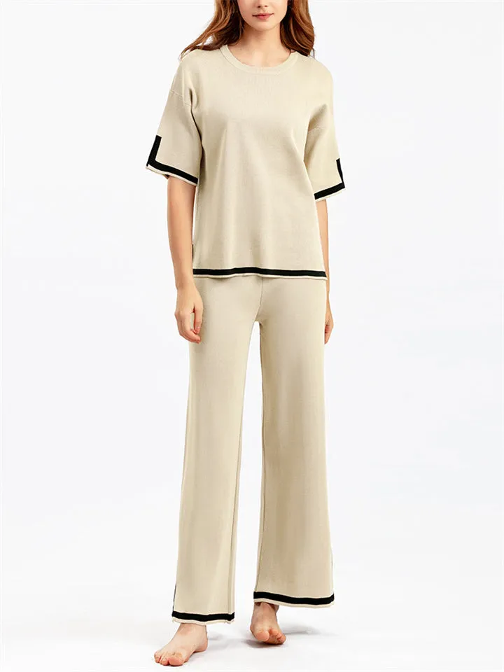 Women's Comfortable Temperament Knitted 2-piece Loungewear Sets