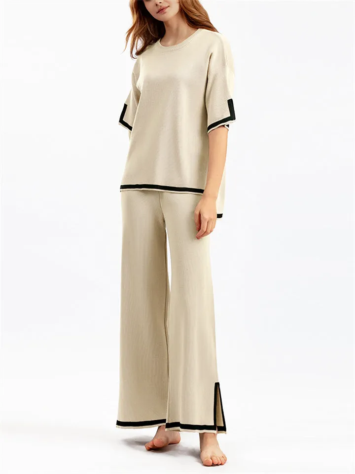Women's Comfortable Temperament Knitted 2-piece Loungewear Sets