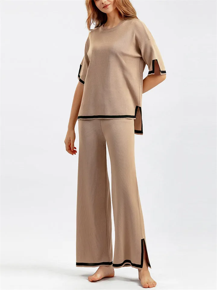 Women's Comfortable Temperament Knitted 2-piece Loungewear Sets