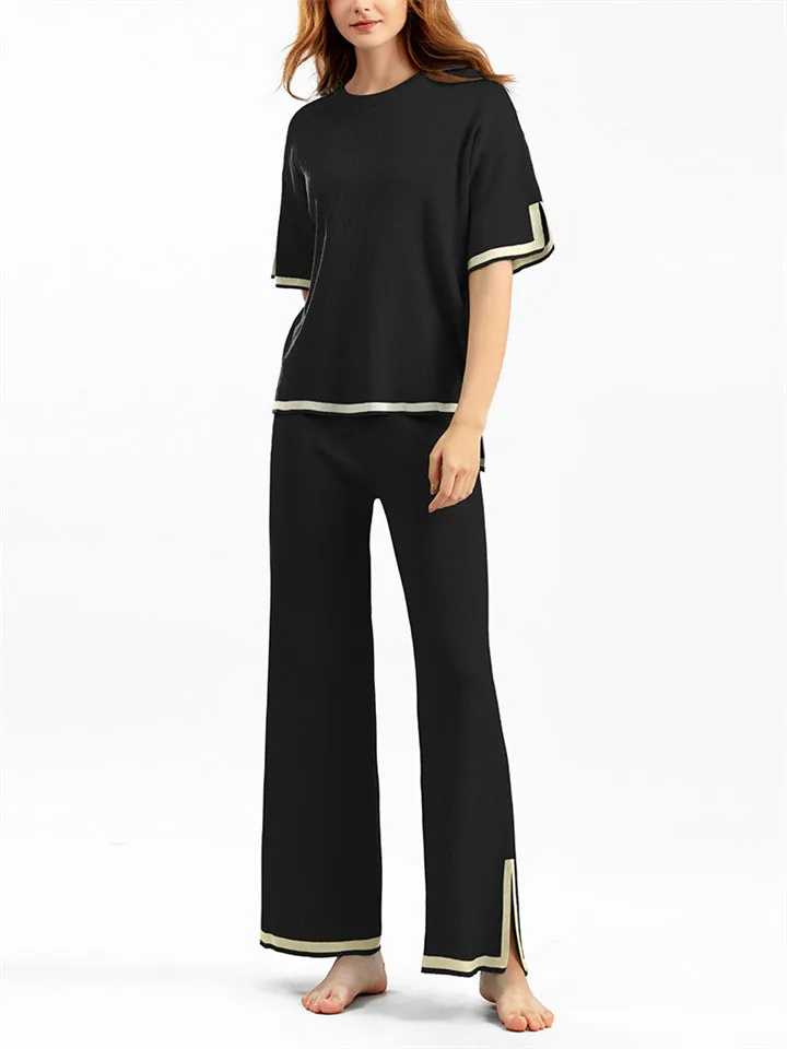 Women's Comfortable Temperament Knitted 2-piece Loungewear Sets