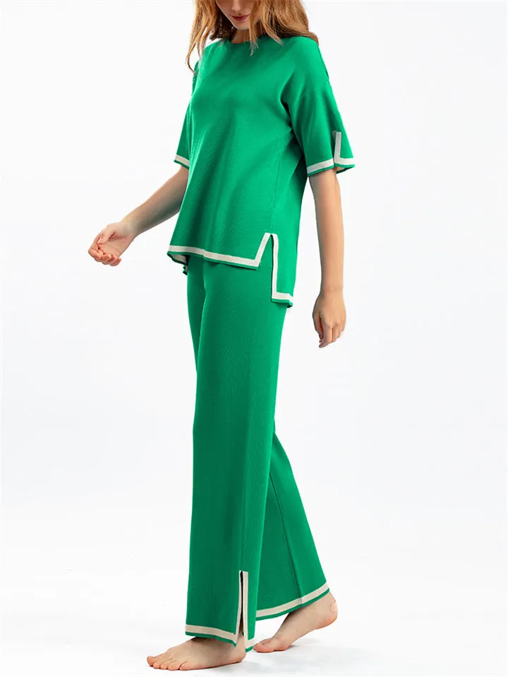 Women's Comfortable Temperament Knitted 2-piece Loungewear Sets