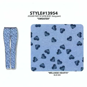 Women's Hacci Sweater Knit Jogger Pants with Satin Bow