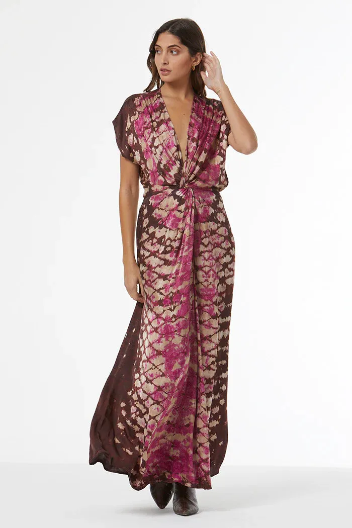 YFB Hellen Satin Dress // Wild Orchid Boa Wash