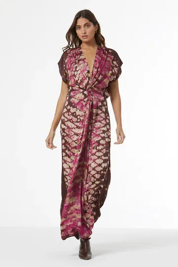 YFB Hellen Satin Dress // Wild Orchid Boa Wash