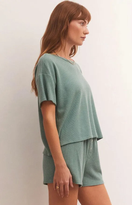 Z Supply Cozy Days Thermal Tee, Washed Jade