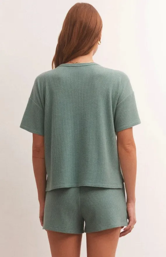 Z Supply Cozy Days Thermal Tee, Washed Jade